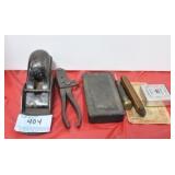 #1102 PLANE, FOLDING WOOD 12" RULER, BULLET MOLD,