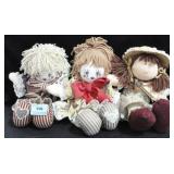 3 CRAFT MADE RAG DOLLS