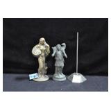 BRASS 6" STATUE, BRONZE 5" STATUE AND RECEIPT