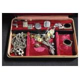 JEWELRY BOX WITH COSTUME JEWELRY