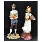 PILGRIM MAN AND WOMAN FIGURINES - 14"
