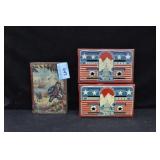 2 TIN BUDGET BANKS AND TIN TREASURE ISLAND BOOK