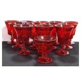 13 FOSTORIA JAMESTOWN GOBLETS - RED GLASS