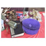 GROUPING: NAPKIN RINGS, ORNAMENTS, CHEESE TRAY,