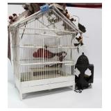 VINTAGE WOODEN BIRD CAGE AND CANDLE HOLDER