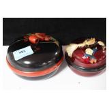 2 PAINTED WOODEN BOXES WITH LIDS