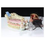 METAL SLEIGH, FAINTING SOFA, DOLLS