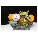 SILVER PLATE CENTERPIECE BOWL WITH ARTIFICIAL