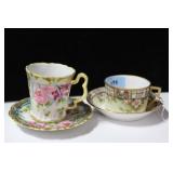 2 NIPPON CUPS AND SAUCERS