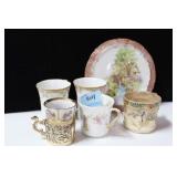 6 MIS-MATCHED PORCELAIN CUPS