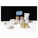 TOOTH PICK, OPEN SALTS, S&P SHAKERS, ITALIAN PILL