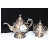 PAIRPOINT SILVER PLATE TEA POT AND COVERED SUGAR