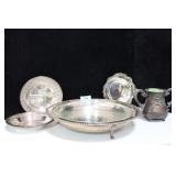 4 SILVER PLATE BOWLS AND FLOWER VASE