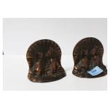 PAIR OF BRONZE BOOK ENDS