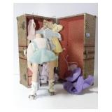 DOLL TRUNK WITH DOLL PARTS AND CLOTHING