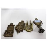 4 BRASS DOOR KNOCKERS: 5" SCOTLAND - 6 1/2" WITH B