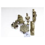 6 BRASS DOOR KNOCKERS: 3" TALL SHIP - 4" WITH BELL