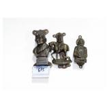 3 BRASS DOOR KNOCKERS: 4" THOMAS JEFFERSON - 3 1/2