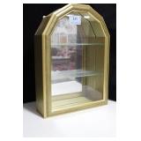 GOLD COLORED HANGING CURIO CABINET
