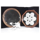 FRAMED LACE, GLASS ROUND SERVING TRAY, MINI SCREEN