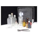 GROUPING: VINTAGE MEDICINE BOTTLES, EGG TIMER
