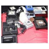 GROUPING: PERSONAL CASSETTE RECORDES, CLOCKS,