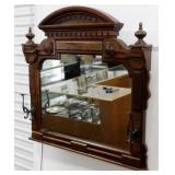 BURL WALNUT MIRROR WITH COAT HOOKS