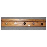 OAK COAT HOOK WITH ANTIQUE DOOR KNOBS