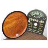 16" CARVED ASIAN WOODEN TRAY AND PERSONALIZED