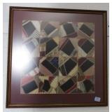 FRAMED CRAZY QUILT SECTION - 29" X 30"