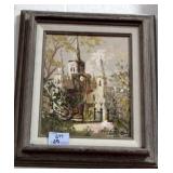 OIL ON CANVAS CHURCH - ARTIST SIGNED & ARTWORK BY