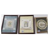 3 FRAMED VINTAGE GREETING CARDS AND FRAMED