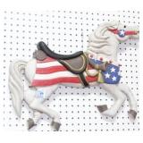 CUT OUT CAROUSEL HORSE WITH AMERICAN FLAG - WALL D