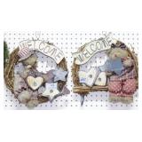 2 WELCOME SIGNS WITH BEARS AND GRAPE VINE WREATH