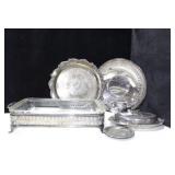 SILVER PLATE & PYREX CASEROLE, SILVER PLATE