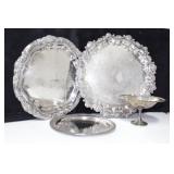 GROUPING: SILVER PLATE:  TRAYS, COMPOTE, SWEETS
