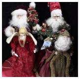 2 SANTA FIGURINES, SANTA TREE TOPPER, ANGEL TREE