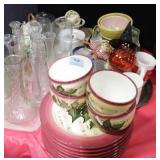 GROUPING: HOLIDAY DISHES, CUPS, MUGS, VASES, ETC.