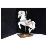 CAROUSEL HORSE FIGURINE ON WOOD STAND