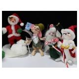 5 ANNALEE DOLLS - MICE, SANTA AND KISSING BOOTH