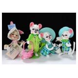 4 ANNALEE MICE DOLLS