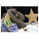 FISH NET - STAR FISH - GLASS BALLS - SEA GULL