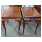 CHERRY END TABLES WITH CANDLE STAND PULL OUTS