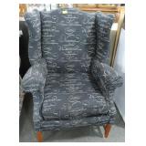 STRAIGHT LEG WING BACK CHAIR WITH THROW PILLOW