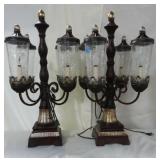 4 LIGHT - CRACKLE GLASS SHADE - BUFFET LAMP - 2 TI