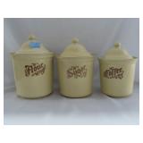 3 PFATLZGRAFF "VILLAGE" CANISTERS AND 4 SOUP