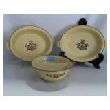 2 PFALTZGRAFF "VILLAGE" 10" HANDLED DISHES AND 1