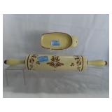 PFALTZGRAFF "VILLAGE" ROLLING PIN AND SPOON REST