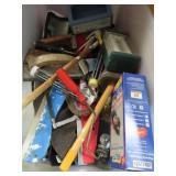 GARDEN HOSE, PAINT ROLLER, TROUBLE LIGHT,