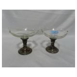 RANK M. WHITING CO. GLASS COMPOTES WITH STERLING B